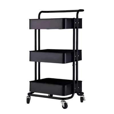 Carrinho Multiuso Organizador Com 3prateleiras Inox Rodinhas