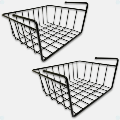 Kit 2 Cesto Organizador Suspenso Pequeno Armário Cozinha Aço