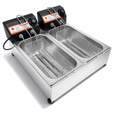 Fritadeira Elétrica Óleo Inox Cuba Dupla Profissional 7 L
