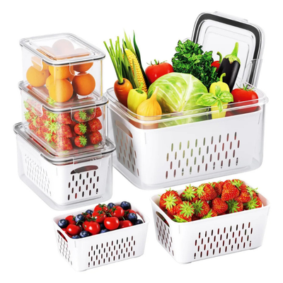 Kit 3 Organizadores Geladeira 5,9l Alimentos Vegetais Cesto Branco