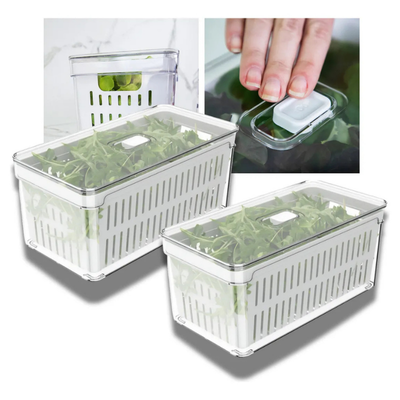 Kit 2 Organizadores Geladeira 5L com Respirador e Cesto de Drenagem