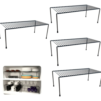 Kit 04 Organizador Armário Cozinha Prateleira 40cm Branco